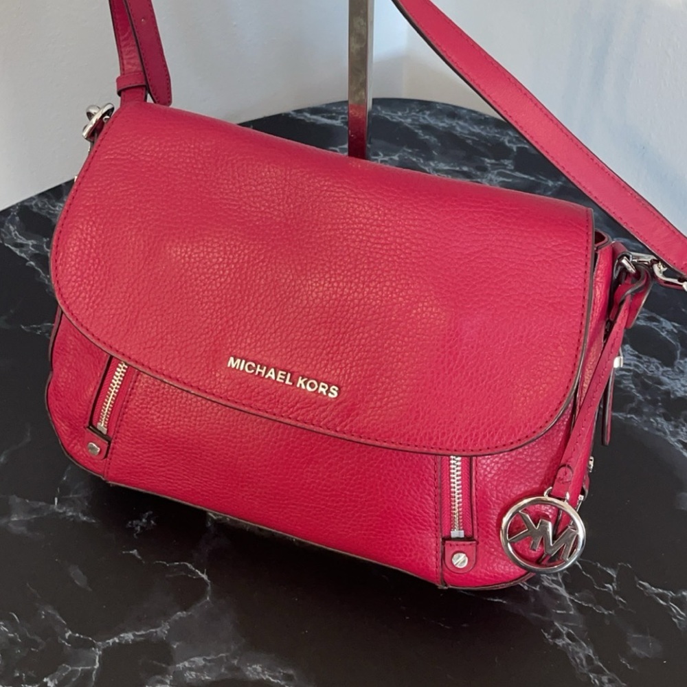 MICHAEL KORS Handbag Bedford Legacy Leather Flap Crossbody Bag Red AUTHENTIC - Picture 5 of 15